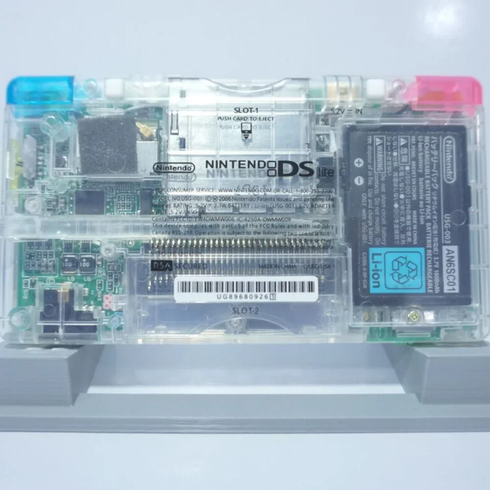 Nintendo DS Lite Transparent Clear Handheld Game System with Rainbow Buttons